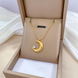 Pendant Necklaces 12pcs/lot Stainless Steel Gold Silver Colour Moon Chain Necklace For Women Party Fashion Jewellery Gift Wholesale