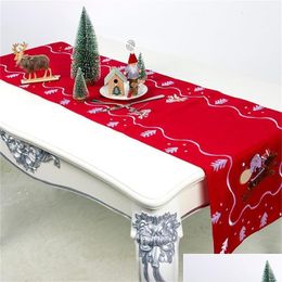 Christmas Decorations New Ornament Table Cloth Santa Claus Embroidered Flag Restaurant Tablecloth Tea Banquet Decoration Drop Delivery Dh9Rh