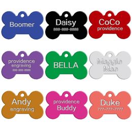 100 pcs lot Mixed Colours Double Sides Bone Shaped Personalised Dog ID Tags Customised Cat Pet Name Phone No Don't offer Engr217f