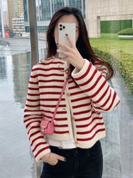 Women's Knits Tees Cardigan Women Striped Knitting Autumn Casual Laziness Sweater Korean Style Trendy Temper Street Wear Cozy Stretchy 230804