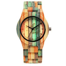 SHIFENMEI Watch Colourful Bamboo Atmosphere Watches Natural Ecology Carbonization Simple Quartz Wristwatches2581