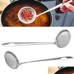 Colanders Strainers Super Thick Stainless Steel Pot Filter Soup Skimmer Spoon Mesh Strainer Fat Oil Skim Grease Foam Kitchen Accesso Dhkve