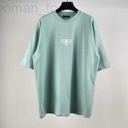 Women's T-Shirt Designer High version B family BB lock button embroidered T-shirt with light green color scheme, regular for both men and women 7AZG