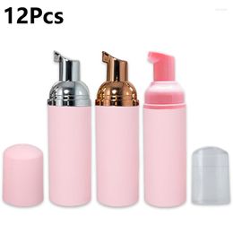 Bottiglie di stoccaggio 12Pcs 60ml Schiuma glassata vuota Rosa Pompa per lozione per shampoo portatile Contenitori cosmetici per mousse riutilizzabili per viaggi