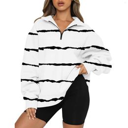 Women's Hoodies Colour Pocket Women Long Sleeve Oversized Half Zip Pullover Sweatshirt Hoodie Sweater Trendy Fall Womens Sweat Shirts X Large