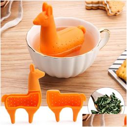 Tea Strainers Infuser Food Grade Sile Alpaca Shaped Creative Philtre Loose Diffuser Reusable Drop Delivery Home Garden Kitchen Dining B Dhvzo