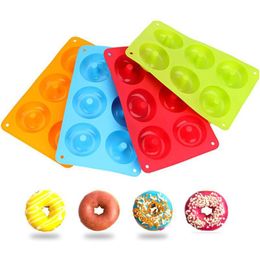 Baking Moulds 6 Cavity Donut Mould Diy Cake Mod Kitchen Tool Chocolate Biscuit Non-Stick Candy 3D Sile Pan Drop Delivery Home Garden Di Dhot8