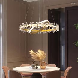 Pendant Lamps Led Art Chandelier Lamp Light Room Decor Bedroom Nordic Modern Master Style Girl Flower Kitchen For Dining Fixture