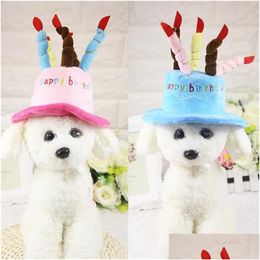 Other Dog Supplies Hat Pet Cat With Birthday Cake Cap Candle Gift Design Party Costume Headdress Baby Accessories Goods Drop Deliver Dhgwk