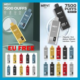 Original Mrvi Holy 7500 Puffs Disposable Vape Pen E Cigarette Device With 600mAh Battery 15ml Pod Prefilled Catridge rechargeable EU FREE Screen display