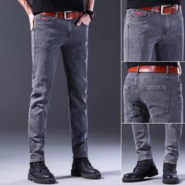 Men's Jeans 2023 Spring Men Grey Elasticity Slim Skinny Business Casual Classic Edition Type Comfortable Male Denim Pants