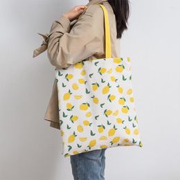 Storage Bags Shopper Handbag Girl Shoulder Shopping Bag Lady Canvas Fabric Double Sided Tote Women's