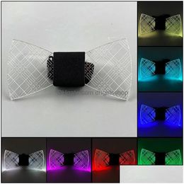 Neck Tie Set Led Acrylic Bow Light Up Men Luminous Costume S Dj Dance Glow Party Decoration Novelty Gift 220819 Drop Delivery Fashion Dh3At