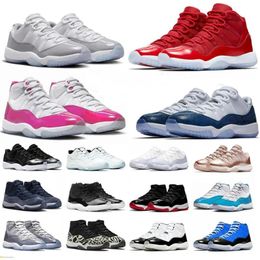 Jumpman 11 Retro motion control shoes for Men and Women - Cement Cool Grey DMP Gamma Blue Designer Sneakers with Cherry Midnight Navy Foggy Grey Accents - Casual Basketball Shoes