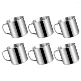 Mugs 6 Pcs Juice Glass Mini Tumbler Unbreakable Drinking Glasses Coffee Cups Stainless Steel Handle Child