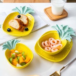 Bowls Vajilla Creative Fruit Pineapple Bowl Household Cute Girls Dishes Children Tableware Ceramic Breakfast Dinnerware Vaisselle