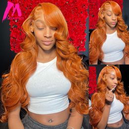 Orange Ginger 13x6 Hd Lace Frontal Wig 30 40 Inch Transparent Coloured Human Hair Wigs Brazilian Body Wave Lace Front Wig