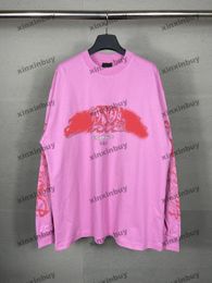 xinxinbuy Men designer Tee t shirt 23ss Paris Flame Graffiti Letter Printing short sleeve cotton women black red XS-L