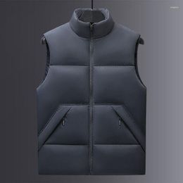 Men's Vests 2023 Spring Autumn Men Cotton Winter Jackets Solid Colour Zipper Thick Sleeveless Coats Male Warm Padded Waistcoat Y43