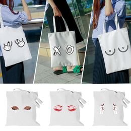 Shopping Bags Tote Bag Cute Fun Print Design White Fashion Travel Canvas Large Capacity Shopper Women Shoulder Handbags