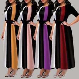 Autumn Womens Clothing Temperament Slim Fashionable Contrast Color Dress Long Skirt