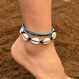 Anklets Creative 2-piece Set Beach Shell Wax Rope