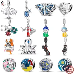 925 Silver Fit Pandora Charm 925 Bracelet Starfish Turtles Airplane Postcard Seagull Lighthouse Sailboat charms For pandora charm 925 silver beads charms