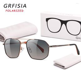 Sunglasses GRFISIA Fashion Polarised Men Women Classic Design Style Alloy Eyeglasses Frame Sun Glasses Driving Travel UV Goggles