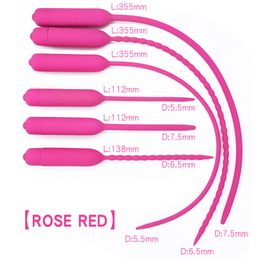 Adult Toys Urethral Sounding Vibrators 5575mm Silicone Penis Plug Urethal Sound Vibration Masturbators For Men Urethra Insertion 230804