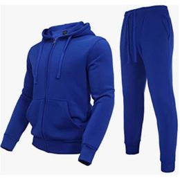 Mens Tracksuits ZipUp Sweatshirt and Jogger Pants Set Air Layer Plus Velvet Tracksuit for Autumn Winter 230804