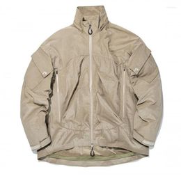 Men's Jackets Multi-pocket Functional Waterproof Submachine Jacket Outdoor Casual Loose Nylon Mesh Coat