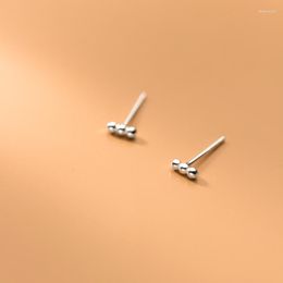 Stud Earrings Cute 2mm 5mm Real 925 Sterling Silver Jewelry Three-beads Ball Ear C-G8396