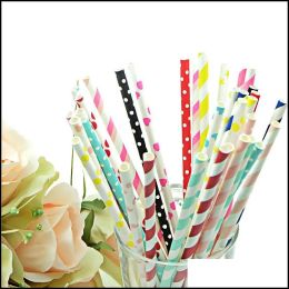 Drinking Straws Colorf Paper Sts Disposable Fast Degradable Mti Colour Ecofriendly Juice For Summer Party Drop Delivery Home