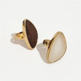 Cluster Rings Perisbox 2 Designs Dark Wooden For Women Irregar Gold Colour Geometric Statement Big Size Everyday Jewellery 2022 Drop Deli Dh2Hu