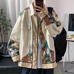 Mens Jackets Embroidered Jacket Men Fashion Casual Pocket Flower Japanese Streetwear Loose Hip Hop Bomber Outwear 230804