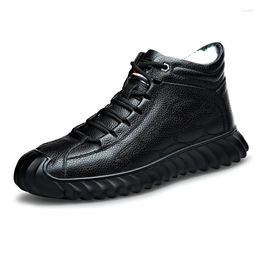 Boots Winter For Men Lace Up Genuine Leather Fashion Brand Warm With Fur Man Snow Shoes WeAar-resistant