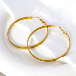 Hoop Earrings CHARMOMENT Two Size Gold Colour Lightweight Retro For Women 38mm-60mm Thin Oversize Big Girl