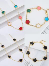 Wedding Jewelry Sets 10 Colors FiveLeaf Flower Set Bracelet Necklace Classic Simple Women Suitable For Daily Party Wear 230804