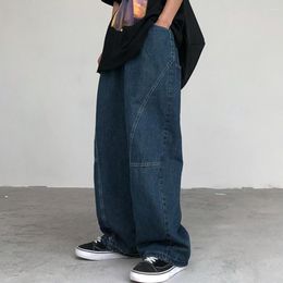 Men's Jeans Men Korean Vintage Streetwear Baggy High Waisted Straight Wide Leg Pants Denim Trousers Grunge Alt Clothes