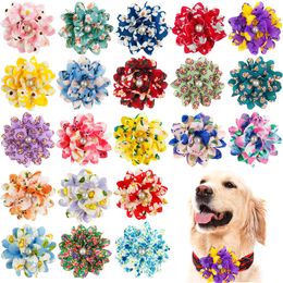 Dog Apparel 50 100pcs Big Flower Collar Flower Collar Remove Bowtie Accessories Pets Bow Ties For Small Large Dogs 230804