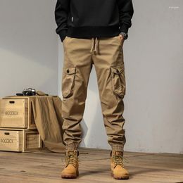 Men's Pants Spring And Autumn American Retro Cargo Bound Feet Fashion Brand Loose Weight Washable Large Pocket Casual