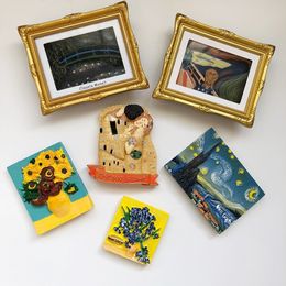 Fridge Magnets BABELEMI World Famous Painting Monet Klimt Van Gogh Li Mengke Ge ornaments Beizhai Resin Refrigerator Decor 230804