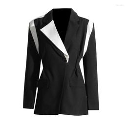 Women's Suits Spring And Autumn 2023 Style Temperament Loose Silhouette Thin Stitching Contrast Colour Small Blazer Women
