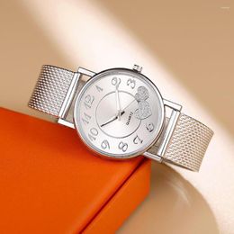 Wristwatches Fashion Women Watch Luxury Steel Band Ladies Quartz Big Dial Wrist