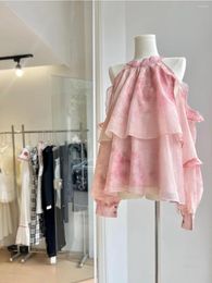 Women's Blouses Iyundo Summer Tops Long Sleeve Halter Ruffles Gradient O Neck Loose Women Korean Chic Dongdaemun Fashion Outfits