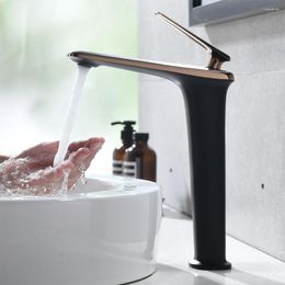 Bathroom Sink Faucets SKOWLL Faucet Modern Vessel 1 Hole Vanity Single Handle Lavatory HG-6770 Black Rose Gold