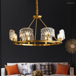 Chandeliers LED Gold Cone Lychee Pattern Glass Modern Fashion Dining Table Loft Living Room Monochrome Indoor Ing AC 220v Lights