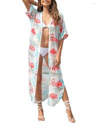 Women's T Shirts Women S Floral Print Chiffon Kimono Cardigan Beach Cover Up With Tassel Trim And Half Sleeves