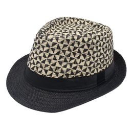 New Trilby Hat Black Ribbon Accessories Sequined Pattern Billycock Moonwalk Performance Fedora Hat Unisex Jazz Straw Cap