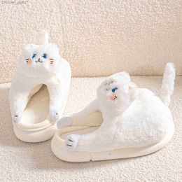 Slippers 2023 New Cute Cat Slider Women's Winter Home Fur Slider Indoor Floor Kaii Floor Shoes Anti slip Fluffy Winter Warm Slider Z230805